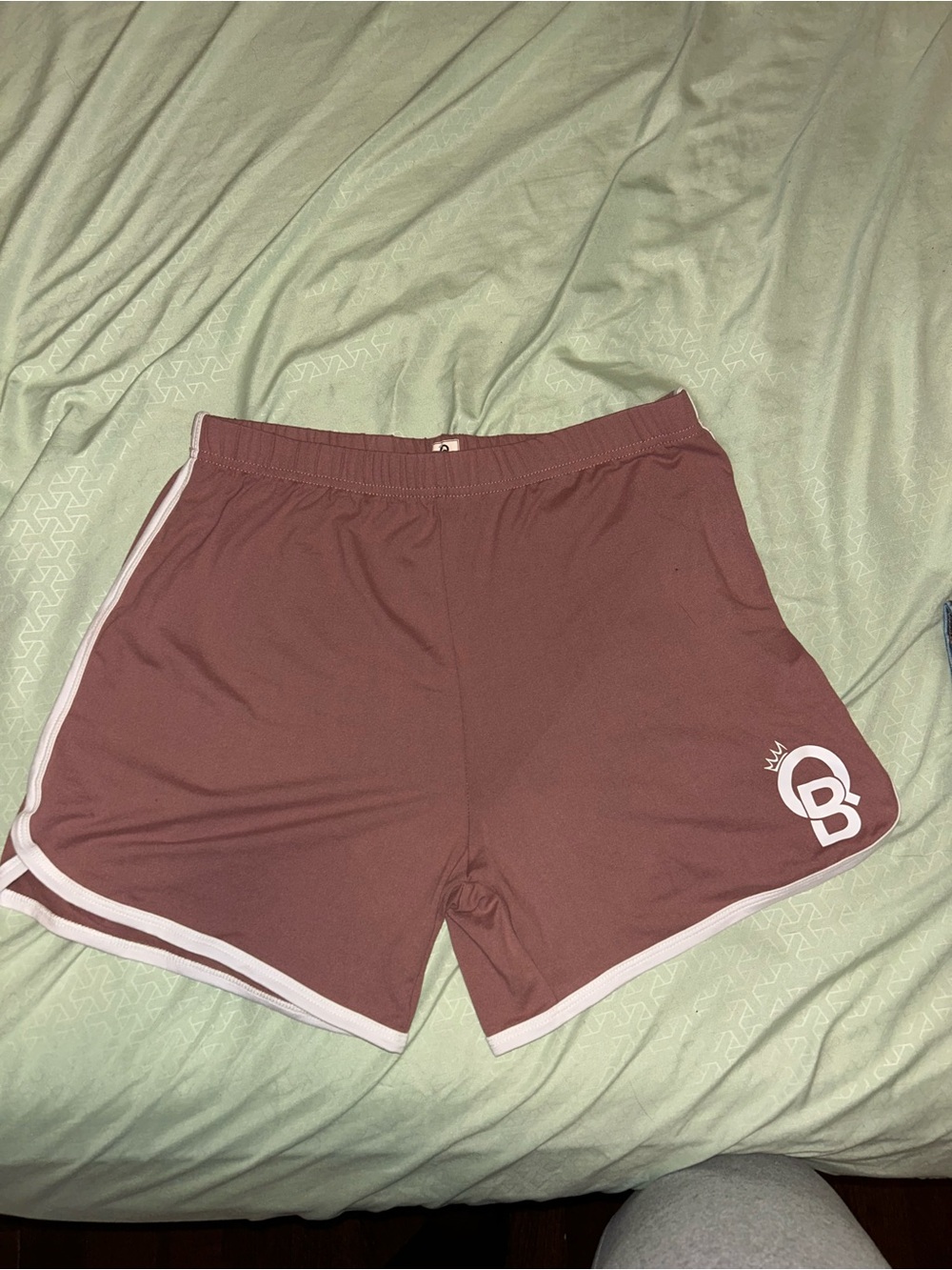 Women's Burgundy Athletic Shorts with White Trim